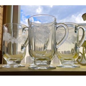 Set of 4   Capuchino. Mugs Footed Goblets w/ Frosted Stems Glasses